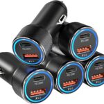 USB C Car Charger 5 Pack, Bangfun 36W Dual Port PD&QC 3.0 Fast Charging 12V USB Car Charger Cigarette Lighter Adapter Plug for iPhone 15 14 13 12 11 Pro Max SE,iPad,Samsung,Pixel(Black)