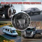 Car Steering Wheel Cover, 15 inch Elastic PU Leather Non-Slip Vehicle Steering Wheel Protector, Breathable Automotive Interior Accessories, Universal for SUV, Truck, RV (Black) - Image 3