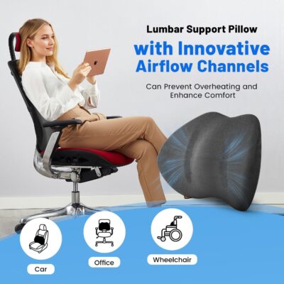 Lumbar Support Pillow for Car Seat & Office Chair, Soft Memory Foam Lower Back Support for Pain Relief and Posture Correction, Lumbar Pillow with Breathable Airflow Channels - Image 4