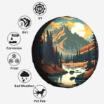 River Mountains at Night Spare Tire Cover Weatherproof Universal Wheel Protectors Camper Tire Covers for Rv Trailer SUV, Truck Travel Trailer Accessories (14 inch) - Image 5