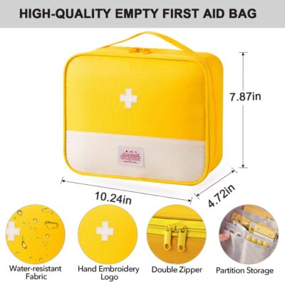 Travel Bag for Women Men Lightweight Large Organizer Travel Bag Storage Medicine Bag Portable Toiletry Essentials Waterproof Carry Case with Handle for Car Home Office School Outdoor Camping, Yellow - Image 7