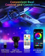 YM E-Bright 5 in 1 Car Interior Led Light Kit，Dreamcolor Acrylic Neon Interior Car LED Strip Lights，Dash Footwell Multicolor with Music Sync Mode and DIY Mode - Image 5
