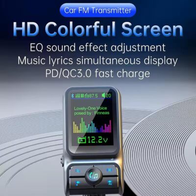 Wireless in-Car Bluetooth FM Transmitter Radio Adapter Car Kit, 1.8 Inch Display Supports TF/SD Card EQ and QC3.0 & 5V/2.4A Charging Hands-Free Calls - Image 7