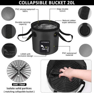 AUTODECO 44Pcs Car Wash Detailing Kit Cleaning Kits with Foam Gun Sprayer Wash Mop with Long Handle Collapsible Bucket Large Wash Mitt Towels Complete Interior Exterior Car Washing Supply Set Black - Image 4