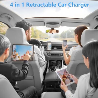 [Apple MFi Certified] Retractable Car Charger USB C, Braveridge 120W USB C Car Charger 4 in 1 PD/QC Type C Fast Charge Cigarette Lighter Adapter for iPhone 17/17 Pro Max/16 Pro/15/Galaxy S26/S25/Pixel - Image 9