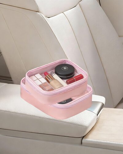 Travel Clear Makeup Bag Set for Women, 3 Pack Travel Size Toiletry Bag with Zipper Small Makeup Pouch for Purse Waterproof Portable Cosmetic Case Compact Car Organizer Storage Bag (Pink Set) - Image 4