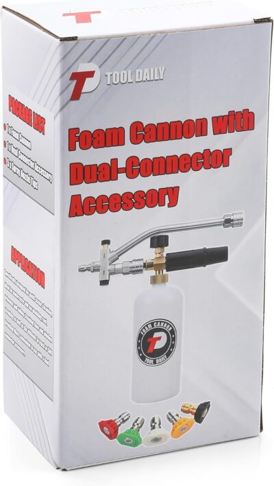 Tool Daily Foam Cannon with Dual Connector Accessory, 1/4 Inch Quick Connector, 5 Pressure Washer Nozzle Tips, 1 Liter - Image 9