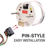 RACETECH Classic 6 Gauge Set - 85mm 3-3/8" Electrical Speedometer Tachometer - 52mm 2-1/16" Voltage Fuel Level Water Temperature Oil Pressure - 140MPH 240-33 Ohm - Black Dial White Needle - Image 8