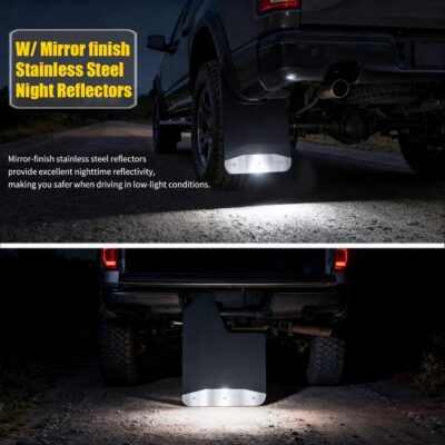 XUKEY 4PCS Car Universal Mud Flaps Splash Guards with Night Reflectors Mudguard Fender Flares Mudflaps w/Hardware, Front and Rear Wheel Tire Protection for Pickup Truck SUV Van Trailers Caravans - Image 6