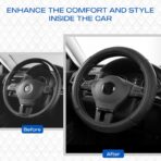 Skechers Steering Wheel Cover Contour Foam Cozy Fit, Leather Steering Wheel Covers,Universal Anti-Slip Fit 14" 1/2-15" Car Wheel Cover for Car Decor Gifts Fit Suvs,Vans,Sedans,Car,Trucks,Black - Image 7