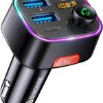 Syncwire Bluetooth 5.4 FM Transmitter Car Adapter 48W (PD 36W & 12W) [Light Switch] [HiFi Bass Sound] [Fast Charging] Wireless Radio Music Adapter LED Display Hands-Free Calling Support USB Drive