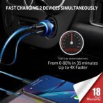 Type C Super Fast Charger Car 45W, [PD/PPS+QC] Dual Fast Charging Car Cigarette Lighter Adapter Compatible with Samsung S25/S24/S23, iPhone 16/15 Pro Max, Pixel 9 – 4FT Type C Cord - Image 3
