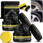 Tyre Nourish Cream, UV Protection and Waterproof Powerful Wheel Cleaning Refurbish Wax, 2026 New Tyre Nourish Cream Maintain Luster, Long-Lasting Tire Shine Gelfor for Car Tires (2PC)