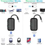Bluetooth Transmitter Receiver, 2-in-1 V5.3 Wireless Adapter for Airplane, TV, PC, Gym, Switch. Supports up to 2 AirPods/Headphones. Audio Receiver for Car/Home Stereo,with AptX Low Latency & HD - Image 2