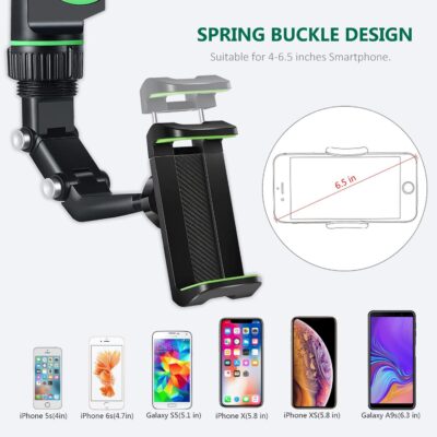 PKYAA Rearview Mirror Phone Mount Holder for Car, 360° Rotating , Multifunctional Mount Phone and GPS Holder Universal Car Phone Holder for All Smartphones - Image 7