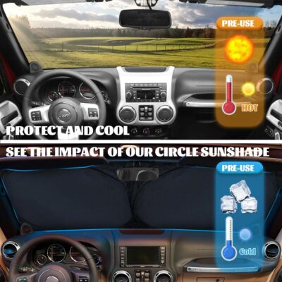 Wild Flower Car Windshield Sunshades Colorful Floral Boho Retro Heatshield Front Window Car Sun ​Shade Windshield Blocks UV Rays Sun Visor Protector for Car Sedan Truck SUV Accessories 59"L x 31.5"W - Image 4