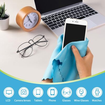 AIDEA Microfiber Glass Cleaning Cloth, 8PK, Premium Microfiber Glass and Window Cleaner, Lint Free Magic Cleaning Cloths for Glass, Windows, Windshields, Mirrors, Stainless Steel, 12"x12" - Image 3