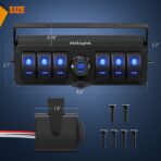 Nilight 6 Gang Rocker Switch Box 12V SPST ON Off Switch QC 3.0 USB Charger Voltmeter Waterproof Aluminum Rocker Switch Panel Night Glow Stickers for Boats Cars RVs Trucks, 2 Years Warranty,Blue - Image 2