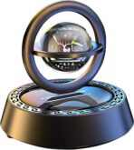 Kwak’s Solar-Powered Rotating Car Decoration – Auto-Spinning Crystal Ball with Subtle Scent, Refillable Air Freshener Pad for Dashboard (Black-1)