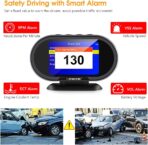 KONNWEI KW206 Car OBD2 HUD Digital Meter Gauge All in One Automotive Trip Computer Smart OBD Speedometer Water Temperature Fuel Pressure Tester for All 2003 and Newer Cars - Image 4