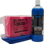 Optimum No Rinse Version 5 (32 Oz), Microfiber Drying Towel, and Big Red Sponge (BRS) Car Cleaning Kit, ONR Rinseless Car Wash, Drying Towel, and Wash Sponge for Washing and Auto Detailing