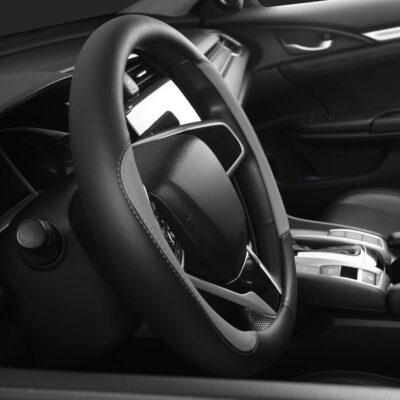 Car Steering Wheel Cover,Microfiber Leather Steering Wheel Cover Universal 14.5-15 inch, Anti-Slip Breathable Auto Wheel Cover Protector for Men Women (Black&Gery) - Image 3