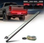 MICTUNING 60 inches Red Sequential Turn Signal LED Brake Lamp Triple Row 504 LEDs Tailgate Strip Light Waterproof for Ford F150/RAM 2500 - 5 Functions