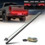 MICTUNING 60 inches Red Sequential Turn Signal LED Brake Lamp Triple Row 504 LEDs Tailgate Strip Light Waterproof for Ford F150/RAM 2500 - 5 Functions