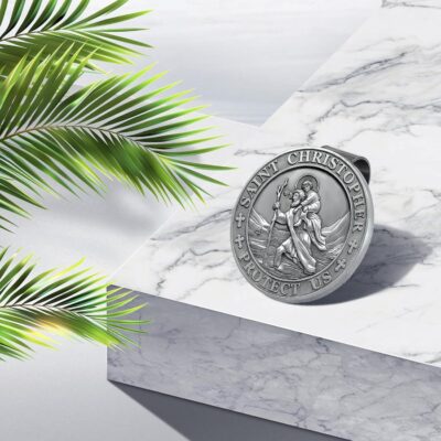 St Christopher Medal for Car, Visor Clips for Cars, Raised Lettering Saint Christopher Medal for Car Visor, Gift for Drivers, Car Travel Accessories for Long Trips Families, Friends - Image 5