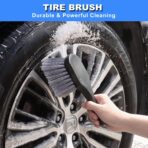 NIKCOSMK 10Pcs Wheel Brush Kit for Cleaning Wheel and Tire, Wheel and Rim Brush, Car Detailing Brushes, Tire Brush, Bendable & Durable Car Wheel Rim Cleaner Brush Set,Car Cleaning Brush Supplies Kit - Image 5