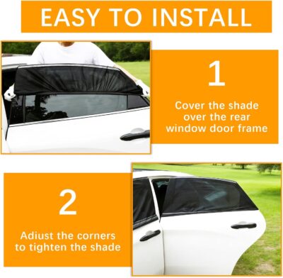 2 Pack Back Car Window Covers Shades Car Side Window Sun Shades,Sunshade for car Window Baby, UV Protection Breathable Spandex Window Covers, Universal Fit Most (99%) of Cars(Medium 39.5"x20") - Image 5