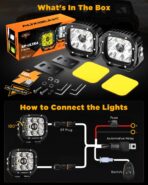 Auxbeam XP-Ultra Series 5" 110W LED Pod Lights, Hyper Spot Beam, Amber White Cube Offroad Lights, Dual Color Lens Covers, Off-Road Amber Fog Spotlight, Pair - Image 8