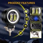 20W LED Motorcycle Fog Lights, 3 Inch Round Daytime Running Light, Additional Driving Spotlights 12V 24V With 3-Wiring Handlebar Switch - Image 4