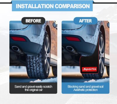 4PCS Car Mud Flaps Rubber Mudguard Soft No Collision Front and Rear Fender Splash Guards Mud Flaps, Universal for Cars SUV, Long - Image 5