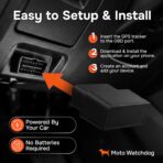 GPS Tracker for Vehicles, No Subscription with Real-Time Location, Mileage Tracking, Speeding Monitoring, Route History, Geofence, OBD, for Fleets & Families, USA, Moto Watchdog - Image 5