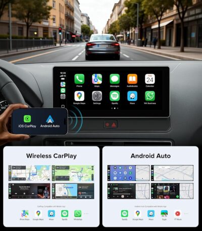 10.25" Linux Carplay Stereo for Audi Q5 SQ5 2009-2017 with MMI 3G System (Multimedia Radio ONLY) -Wireless CarPlay Android Auto Radio, 1920x720 HD Touch Screen, Dual OS, Retains OEM MMI Knob - Image 3