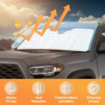 KUST Windshield Sun Shade for Toyota Tacoma 2016-2022 2023 Foldable Thicken Window Sunshade UV Protection Keep Cool Sunshield Easy Install Sun Visor Accessories Aluminum Film - Image 3