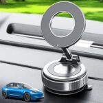 Vacuum Magnetic Car Phone Holder Stand,Reinforced Ultra-Strong Vacuum Suction Cup,360° Rotation&Foldable,Universal Dashboard Windshield/Gym/Mirror/Kitchen Phone Stand,for All iPhone Series&All Android