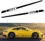 Eratus 2 PCS Car Side Skirt Stickers, Racing Stripe Car Body Sports Decoration, Precision Cut Waterproof Self-Adhesive Decals, Universal for Most Cars Exterior Modification Accessories (Black)