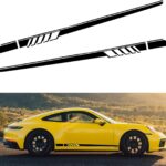 Eratus 2 PCS Car Side Skirt Stickers, Racing Stripe Car Body Sports Decoration, Precision Cut Waterproof Self-Adhesive Decals, Universal for Most Cars Exterior Modification Accessories (Black)