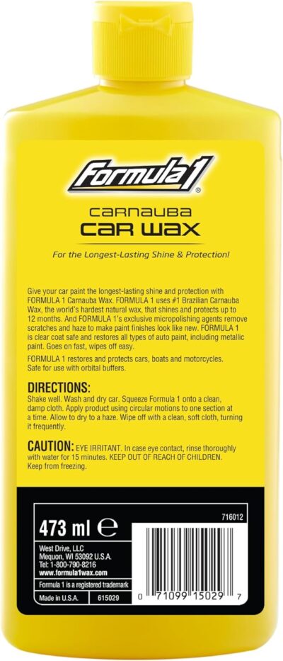 Formula 1 Carnauba Liquid Car Wax, High Gloss Shine & Protection for Auto Paint, Advanced Micropolishing to Remove Haze & Restore Vehicle Paint, 16 oz - Image 2