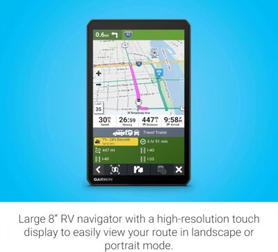 Garmin RV 895, Large, Easy-to-Read 8” GPS RV Navigator, Custom Routing, High-Resolution Birdseye Satellite Imagery, Directory of Parks and Services, Landscape or Portrait View Display - Image 3