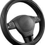Rubbermaid Steering Wheel Cover – Universal Fit 14.5"–15" Steering Wheel Cover, Anti-Slip Grip, Breathable Leather, All-Season Protection, Interior Upgrade for Cars, Trucks, SUVs - Black