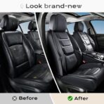 Coverado Car Seat Covers Full Set, Seat Covers for Cars, Front Seat Covers and Back Seat Cover Waterproof Leather Automotive Seat Cover, Universal Car Interior Protectors Cushion for Most Cars Black - Image 7