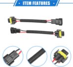 2 Pcs 9005 9006 Male to H8 H9 H11 Female Extension Wire Harness Headlight Fog Lamp Bulb Socket Adapter, Universal for Car Truck Durable Plastic Black - Image 4