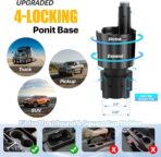 Car Phone Mount with Cup Holder Expander - Upgraded Anti-Shake 2-in-1 Cup Phone Holder for SUVS Trucks with Adjustable Aluminium Alloy Long Neck, fit for iPhone Samsung Galaxy (Black) - Image 4