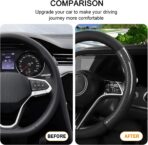 Carbon Fiber Car Steering Wheel Cover, 15 Inch Leather Breathable Anti-Slip Vehicle Steering Wheel Protector, Automotive Interior Accessories, Universal for SUV Sedan Truck (Black) - Image 6