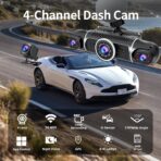 360° Dash Cam Front and Rear View 4 Channel Dash Camera FHD 2K+1080Px3 for Car, Inside/Back 170°+2x150°+170° Wide Angle, 8 IR Lamps Night Vision,WiFi,GPS, APP,G-Sensor with 64GB Card,24/7 Parking Mode - Image 2