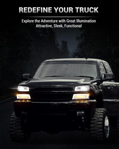 Z-OFFROAD LED Headlights Assembly DOT Approved with DRL Turn Signal Hi/Low Sealed Beam Compatible with 03-06 Chevy Silverado Avalanche (Sequential Turn Signal + Clear Side Marker) - Chrome - Image 3