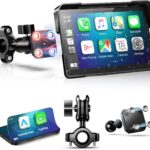 YZW Portable 7 inch Wireless Motorcycle Carplay GPS Screen with Android Auto, Navigation System Quick Release, Anti-thef, Bluetooth, Siri, Google Asistant, Light Sensor, Music Sharing,Vioce Control